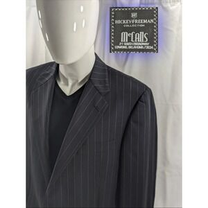 Hickey Freeman Blazer Sport  Jacket Suit Coat Black Subtle Gray Pinstripe 43L